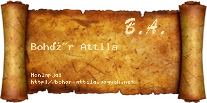 Bohár Attila névjegykártya